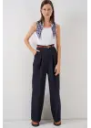 Yüksek Bel Palazzo Pantolon 30051 - Lacivert
