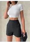 Modern Parçalı Double Kumaş Şort