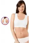 Omarı Geniş Askılı Kadın Destekli Sporcu Büstiyer Beyaz Sütyen