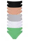 Omarı Süper Eko Kadın Slip Külot Seti Siyah Ten Gri Beyaz Yeşil