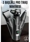 Yüksek Performanslı 3 Başlıklı Profesyonel Tıraş Makinesi