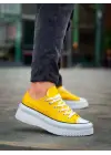 Omarı Yüksek Taban Kısa Sarı Keten Spor Ayakkabı
