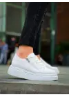 Omarı Beyaz Yüksek Taban Günlük Spor Ayakkabı