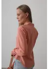 Omarı Hafif Dokulu Basic Somon Gömlek