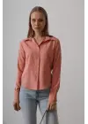 Omarı Hafif Dokulu Basic Somon Gömlek