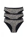 Omarı Yumuşak Dokulu Leopar Desenli Kadın Slip Külot Seti