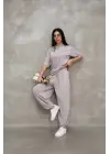 Omarı Modal Kumaşlı Oversize Bisiklet Yaka Eşofman Takımı - Gri