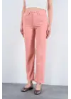 Omarı Esnek Kumaşıyla Rahat Kesim Düz Pantolon - Pudra