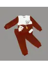 Omarı Kuzu Kumaş Sallanan Balık Nakışlı Çocuk Sweat Pantolon Takımı