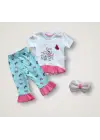 Omarı Ceylan Temalı Kız Bebek Bandanalı Kısa Kollu Sweat Takımı