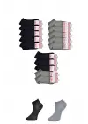 Omarı Siyah ve Gri Çeşitli Desenli Kadın Bilek Çorap Seti