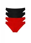 Omarı Süper Eko Set Kadın Slip Külot Siyah Kırmızı