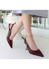 Zalin Bordo Rugan Topuklu Ayakkabı