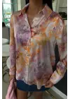 Omarı Elegan Batik Desenli Satin Gömlek