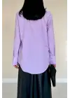 Omarı Şık Lila Poplin Gömlek