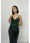 Zümrüt Askılı Degaje Bluz
