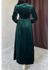 Omarı Etkileyici Zümrüt Taşlı Elbise