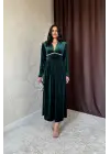 Omarı Etkileyici Zümrüt Taşlı Elbise