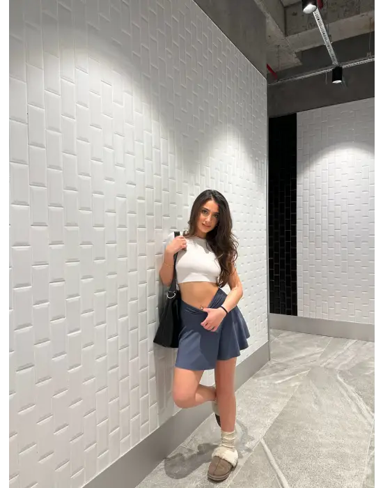 Antrasit Scuba Şort Etek