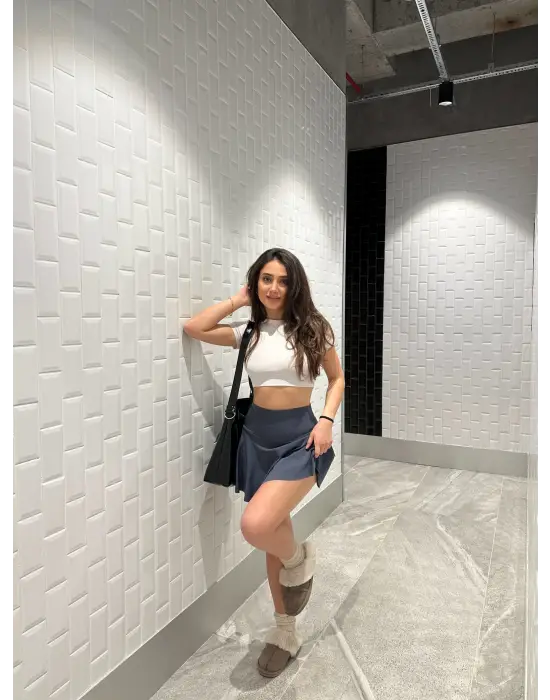 Antrasit Scuba Şort Etek