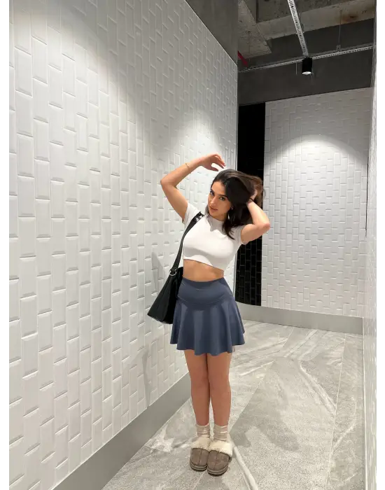 Antrasit Scuba Şort Etek