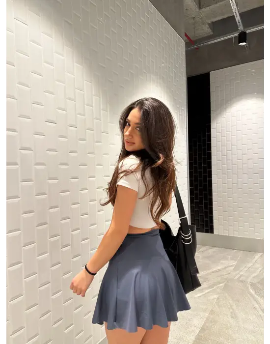 Antrasit Scuba Şort Etek