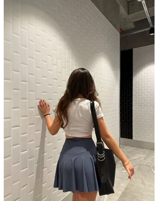 Antrasit Scuba Şort Etek