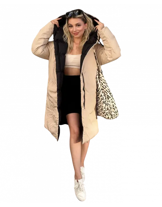 Çift Taraflı Uzun Şişme Mont