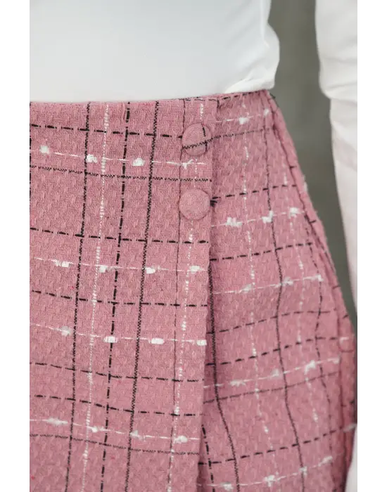 İki düğmeli şort etek pembe h26414