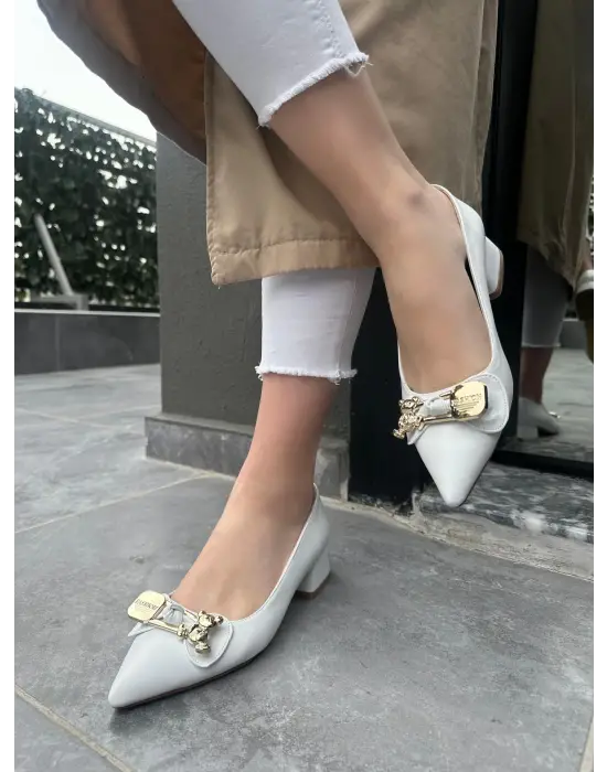 Jies Beyaz Topuklu Ayakkabı