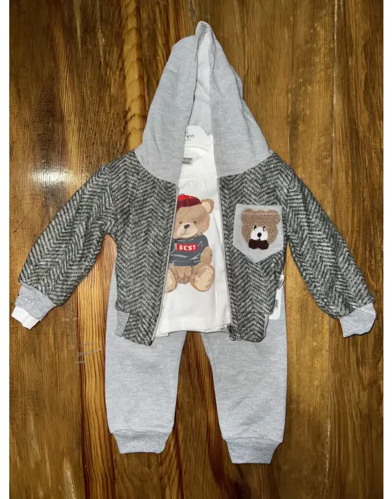 Omarı Çocuklar İçin Ceketli Kapşonlu Üçlü Takım