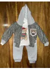 Omarı Çocuklar İçin Ceketli Kapşonlu Üçlü Takım