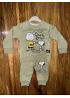 Omarı Bebekler İçin Sevimli Charlie Desenli Yeşil Takım
