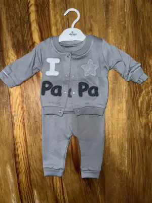 Omarı Bebekler İçin Şık Gri Üçlü Kolej Ceketli Takım