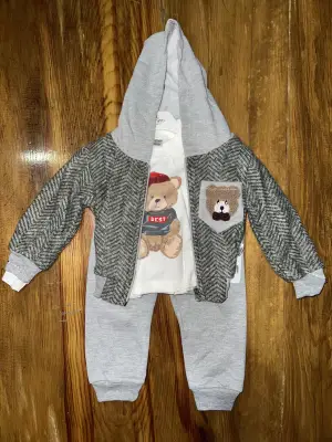 Omarı Çocuklar İçin Ceketli Kapşonlu Üçlü Takım