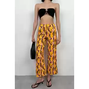 Desenli Boru Paça Pantolon