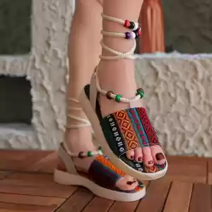 Bohem Tarz Bilekten Bağlamalı Sandalet