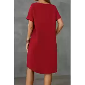 Kadın Kısa Kollu Kayık Yaka Bürümcük Elbise