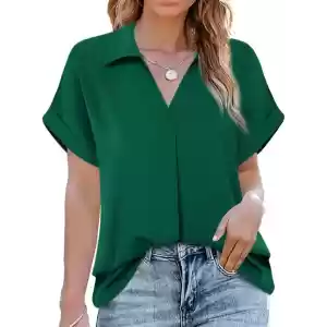 Kadın Kısa Kollu Yakalı Uzun Sandy Bluz