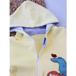 Sevimli Hayvan Desenli Bebek Kapşonlu Tulum