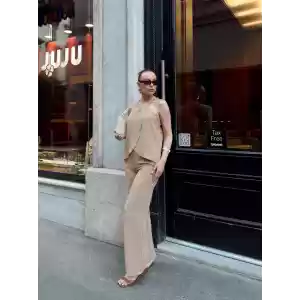 Kruvaze takım ayrobin bej s054