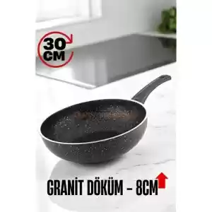 Granit Döküm Yapışmaz Wok Tava - 30 Cm Boyutunda