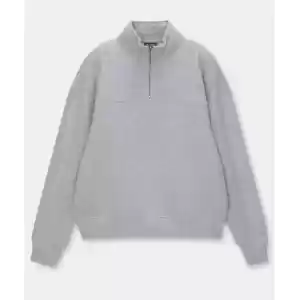 Yarım Fermuarlı Oversize Gri Sweatshirt