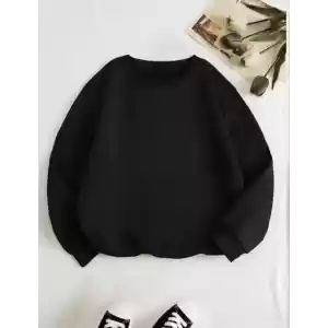 Siyah Biskilet Yaka Sweatshirt