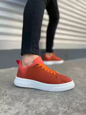 BN204 Flex Bağcıklı Keten Kumaş Erkek Günlük Spor tabanlı ayakkabı Ayakkabı KBT - Turuncu