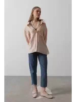 Cepli Oversize Gömlek - Taş