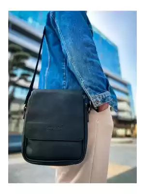Siyah Deri Erkek Omuz Çantası