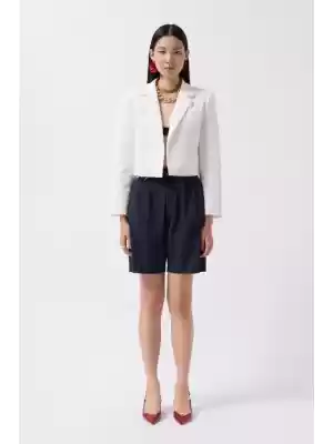 Crop Keten Blazer Ceket