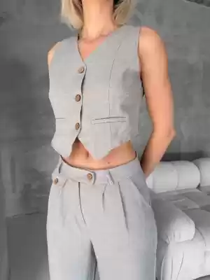 Essential yelek pantolon takım gri s255254