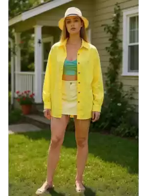 Kadın Uzun Kollu Oversize Gömlek